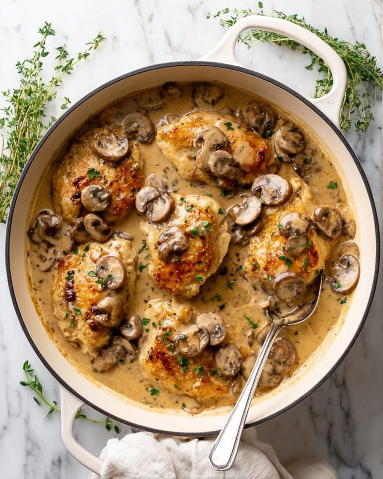 Mushroom Chicken in Creamy Garlic Sauce Recipe