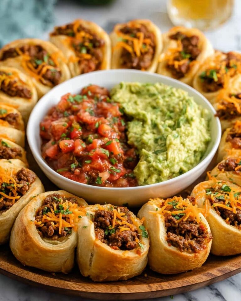 Beef Taco Ring with Guacamole and Salsa Recipe