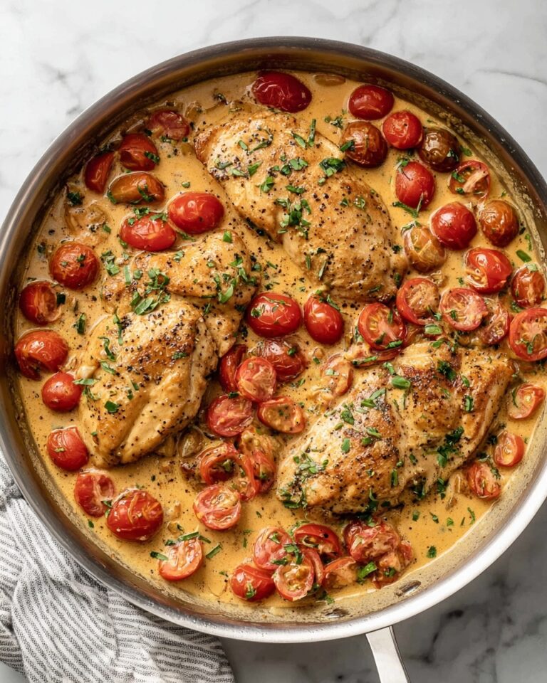 Creamy Pesto Chicken with Cherry Tomatoes Recipe