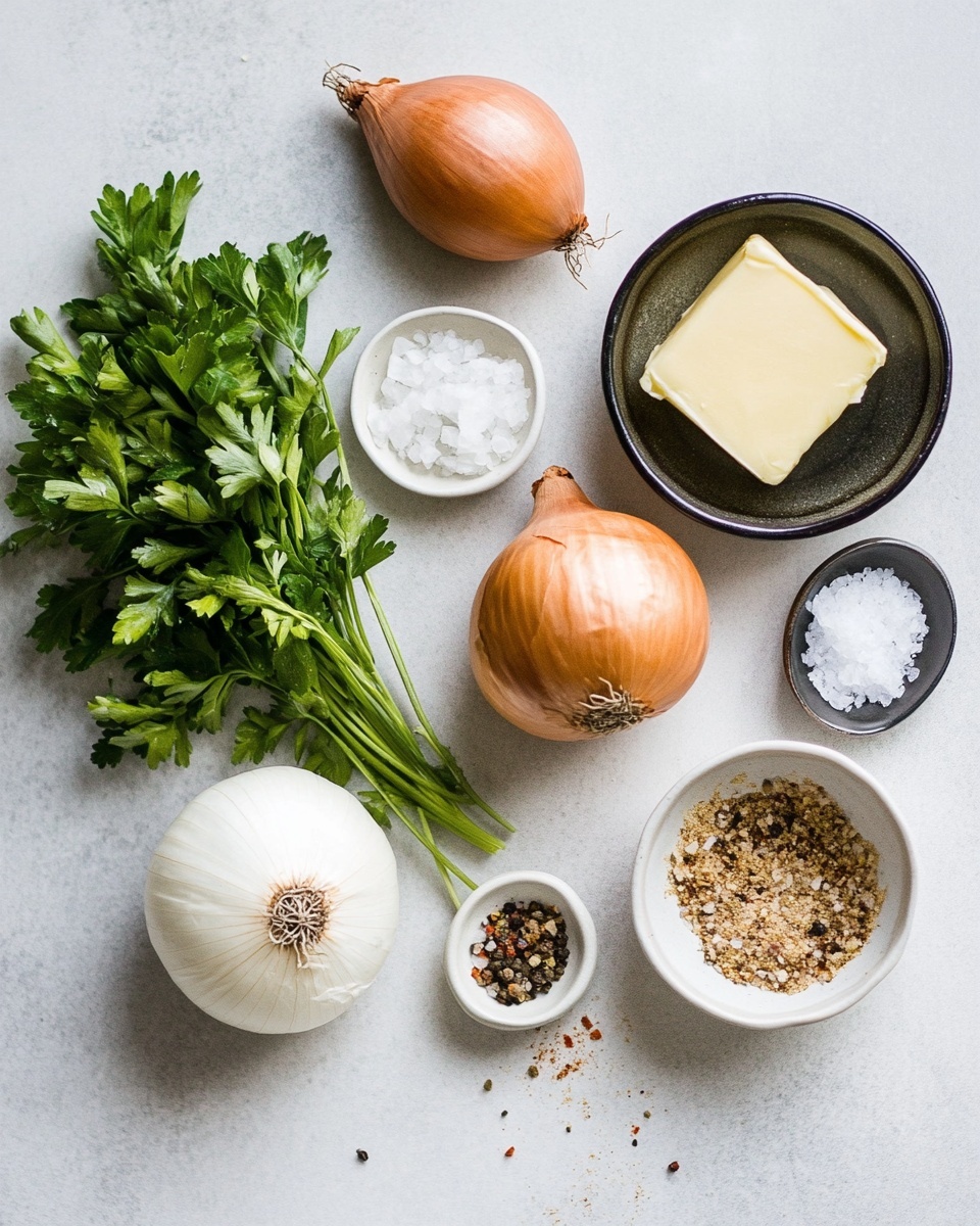 The image shows a white plate with two main layers: on the left, a whole cooked onion with a golden-orange color, soaked in a glossy and oily red-orange sauce with visible black and red spice flakes, and on the right, a mound of fluffy white rice with separated grains. The sauce pools around the onion, creating a bright contrast with the white plate, which rests on a white marbled surface. In the background to the upper left, a small white bowl holds more of the red-orange sauce. photo taken with an iphone --ar 4:5 --v 7