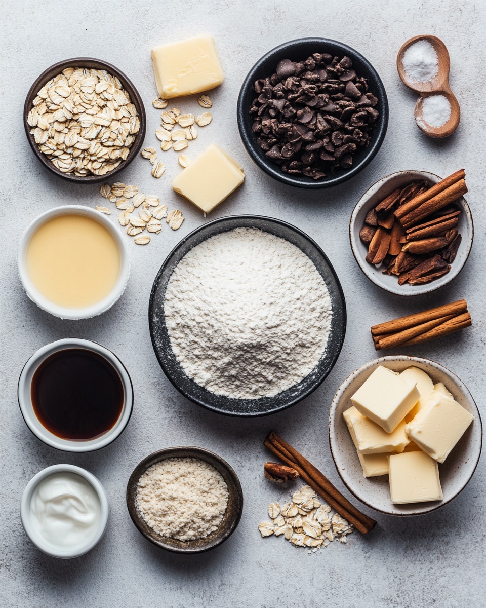 A white plate holds six oatmeal sandwich cookies stacked closely, each cookie consisting of two round, light brown oatmeal cookie layers with a thick, smooth white cream filling in between. The oatmeal cookies have a textured, slightly rough surface and a warm golden-brown color. The sandwiches are arranged unevenly, some lying flat and others leaning against each other, showing the cream clearly. In the background, there is a clear glass of white milk partially visible, all placed on a white marbled surface. Photo taken with an iphone --ar 4:5 --v 7