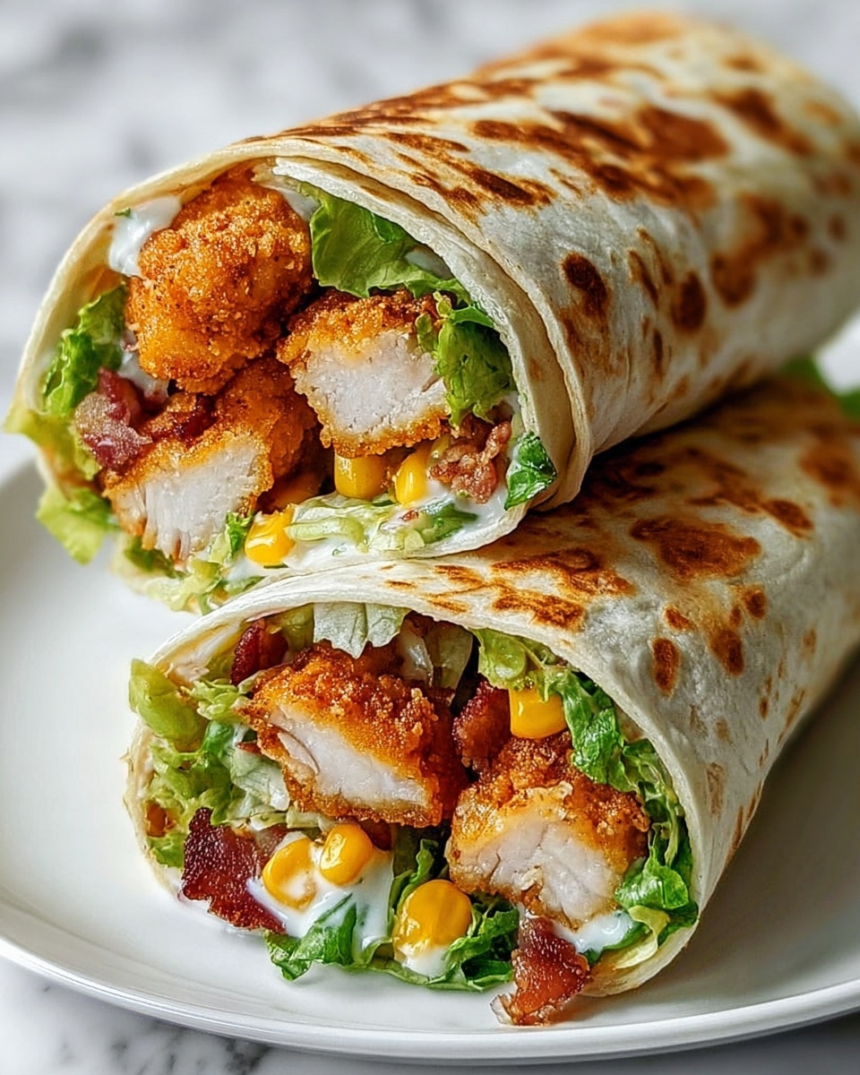 Crispy Chicken Bacon Wrap with Cheddar and Cream Cheese Filling Recipe