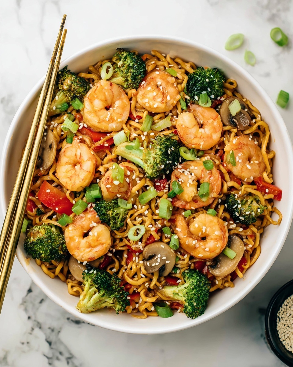 Shrimp with Ramen Noodles in a Savory Soy-Hoisin Sauce Recipe
