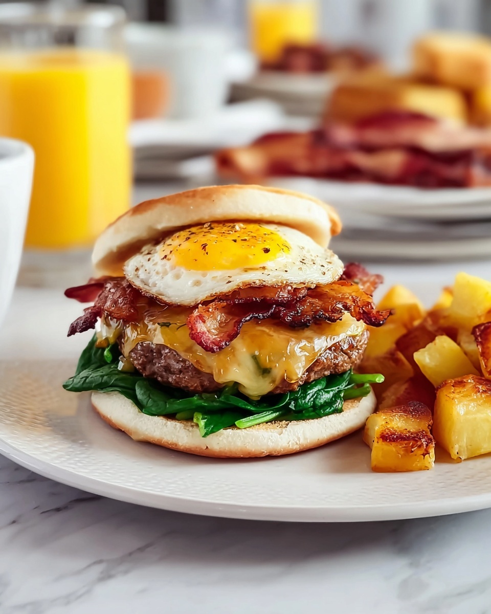 Breakfast Burger with Bacon, Egg, and Cheddar Recipe