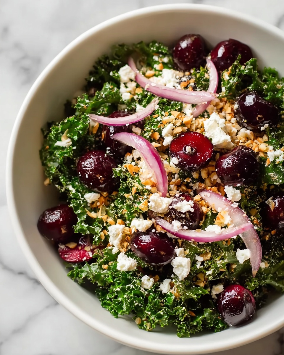 Kale Cherry Salad with Goat Cheese and Pistachios Recipe