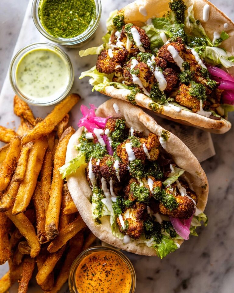 Roasted Cauliflower Pitas with Zhug and Garlic Tahini Recipe