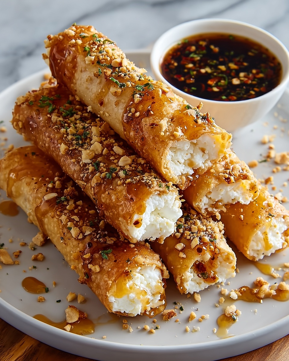 Indulgent Oven Fried Feta Rolls with Chili Honey Recipe