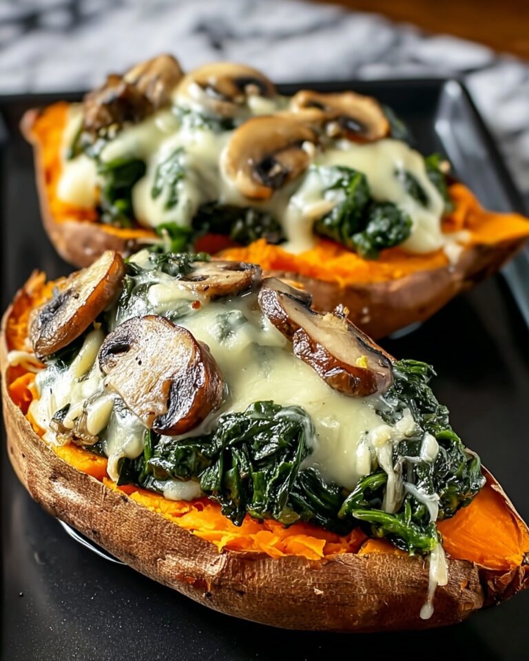 Creamy Mushroom and Spinach Stuffed Sweet Potatoes Recipe