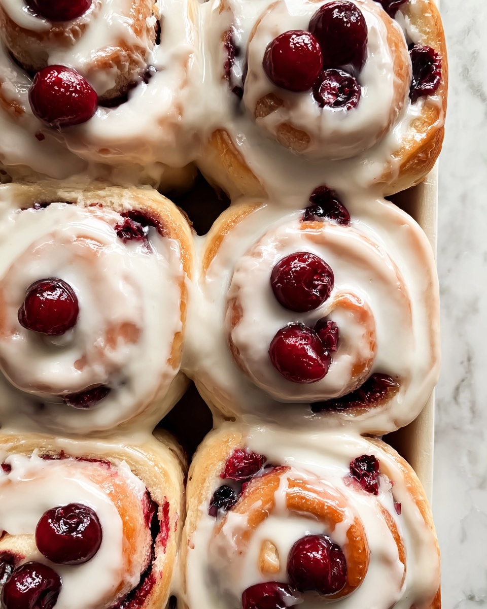 Cherry Pie Cinnamon Rolls with Cherry Filling and Crumble Topping Recipe