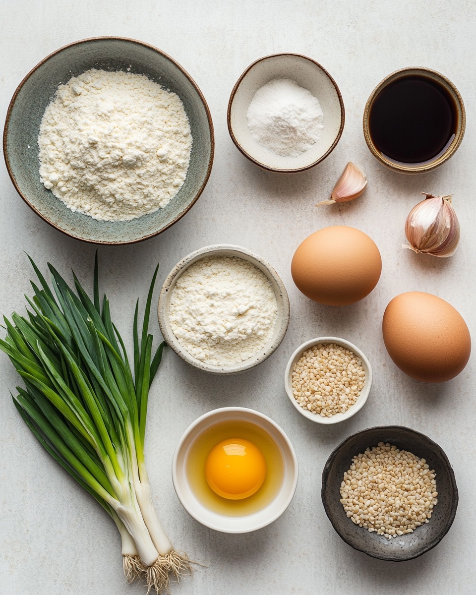 A round, golden-brown pancake sits on a white plate, thick with layers of batter mixed with visible thin strips of green onions, chives, and orange carrots. The pancake has a slightly crispy texture with charred green onion pieces scattered across the top, adding darker green and brown spots to the otherwise light, creamy surface. The edges are slightly uneven and crispy, showing a soft, tender inside with streaks of orange and green throughout. The plate rests on a white marbled surface with wooden chopsticks placed nearby, adding to the rustic presentation. photo taken with an iphone --ar 4:5 --v 7
