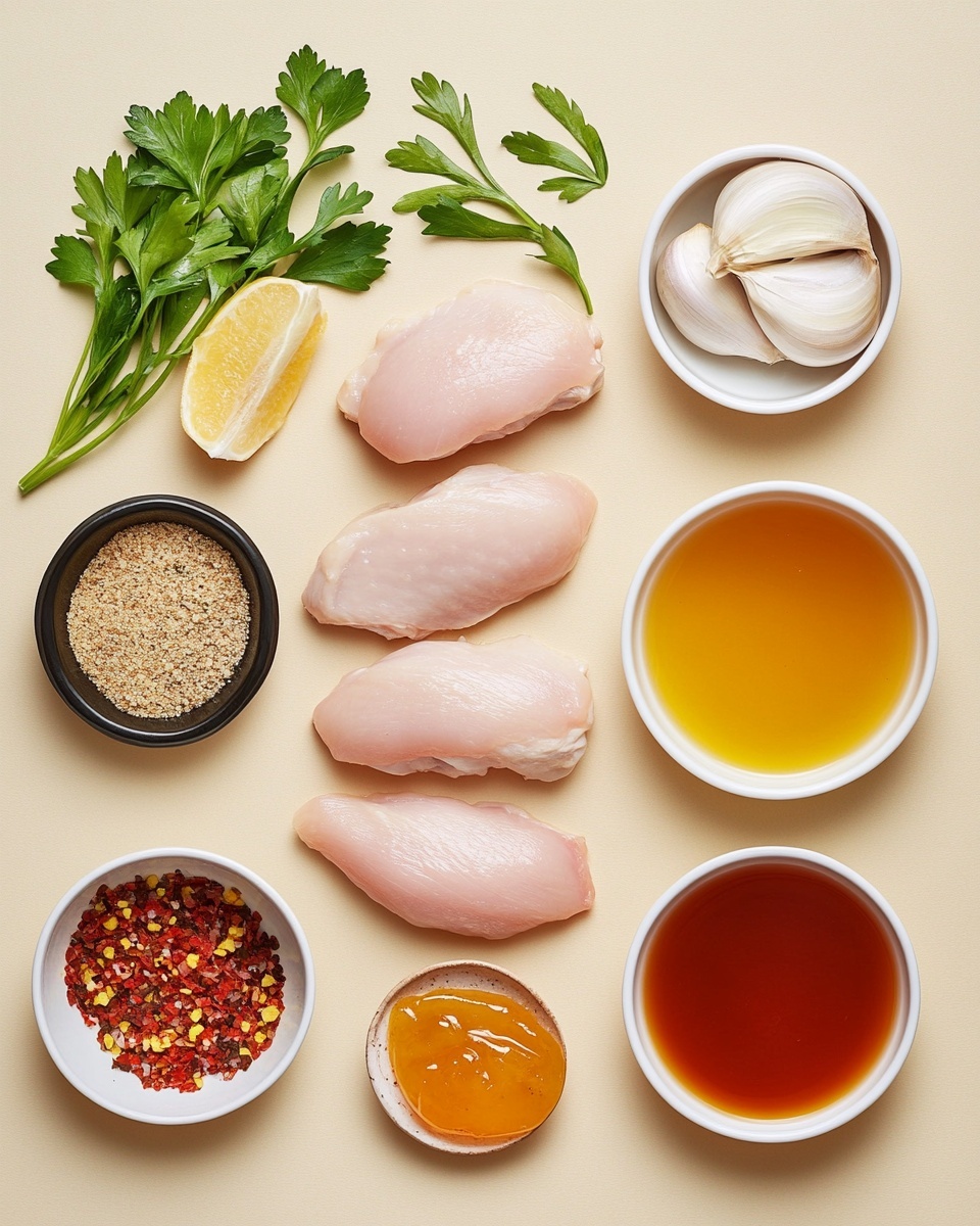 A white round plate shows three main parts: on the left, there is a large serving of light brown rice mixed with small almond slices that add texture; on the right, a sliced piece of glossy chicken covered with bright red glaze sauce, each slice neatly arranged with some sauce pooling around; in the middle and slightly on top of the chicken, a small pile of shiny green beans, cooked but still crisp, sprinkled lightly with black pepper; the plate sits on a white marbled surface with two forks and a light beige cloth napkin nearby. Photo taken with an iphone --ar 4:5 --v 7