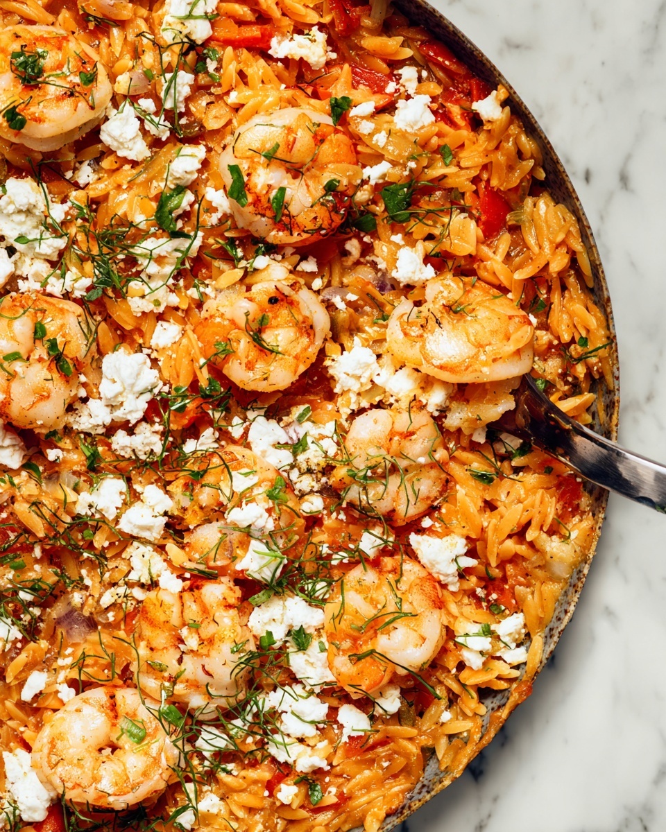 Shrimp Orzo with Feta and Tomatoes Recipe