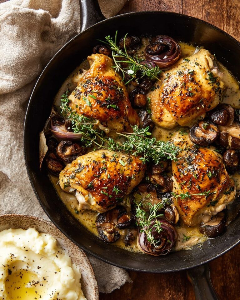 Herbed Ricotta Stuffed Chicken in Cider Pan Sauce with Mashed Cauliflower Recipe