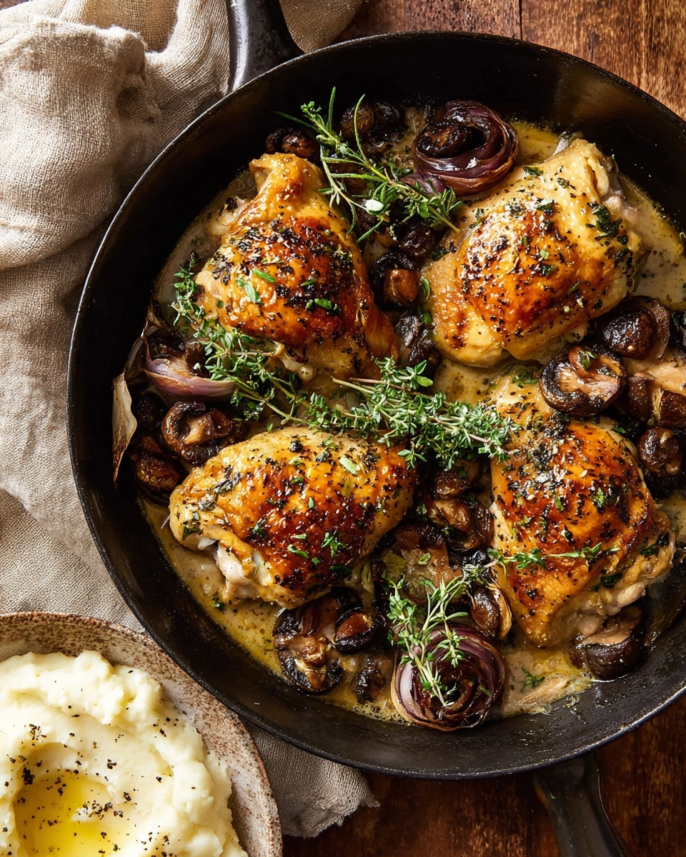 Herbed Ricotta Stuffed Chicken in Cider Pan Sauce with Mashed Cauliflower Recipe