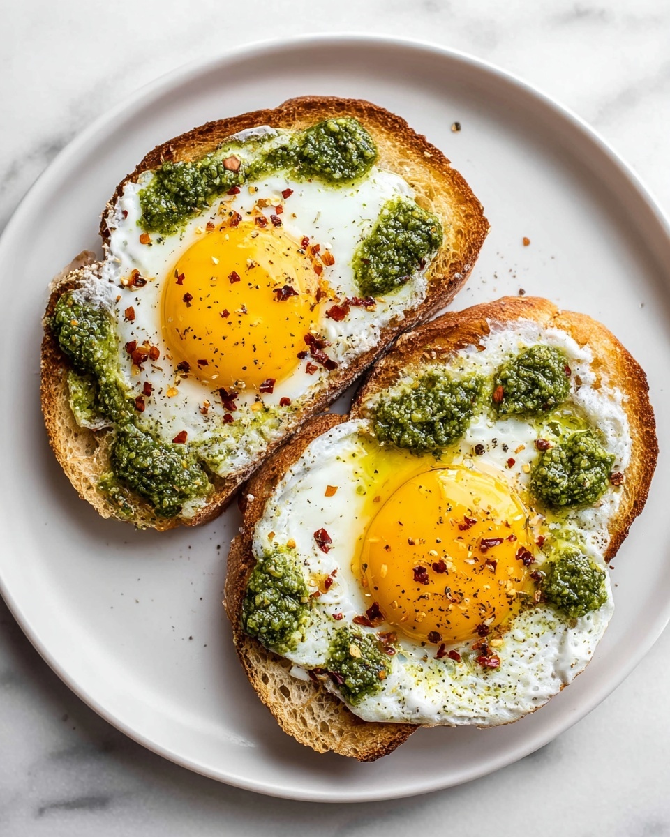 Pesto Eggs on Toast with Goat Cheese Recipe