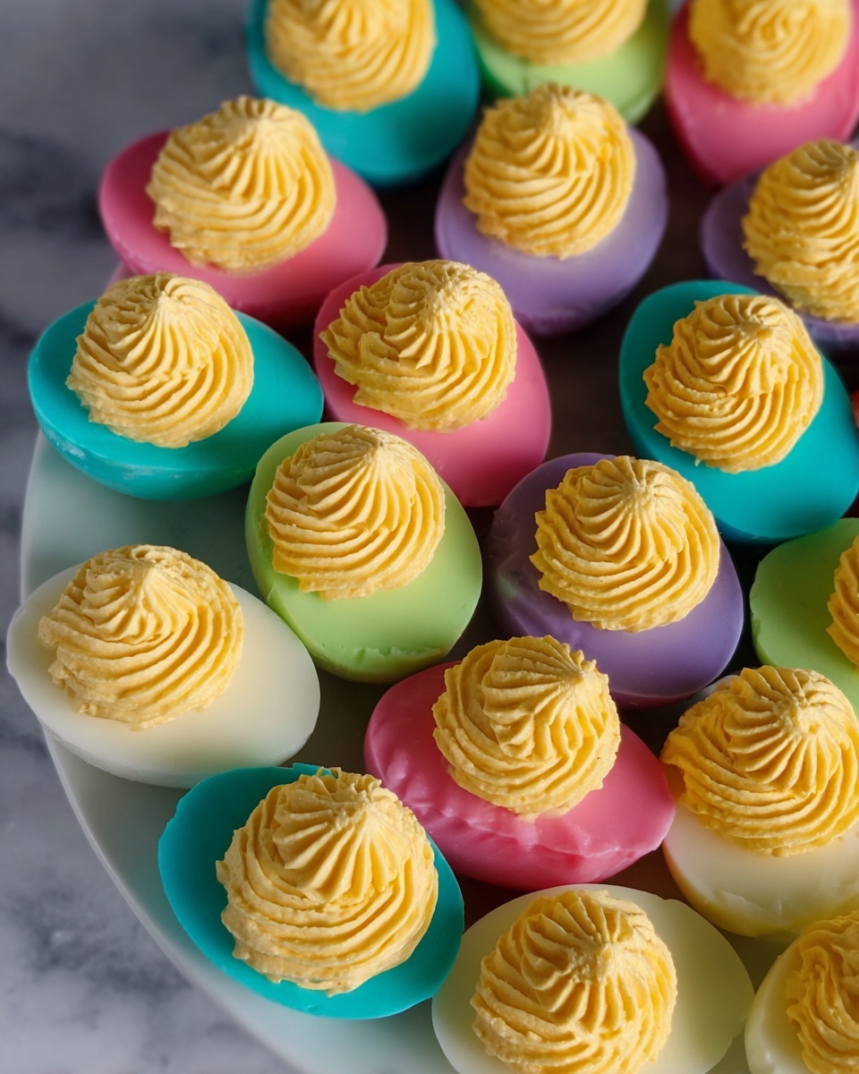 Easter Deviled Eggs with Colorful Dyeing Technique Recipe