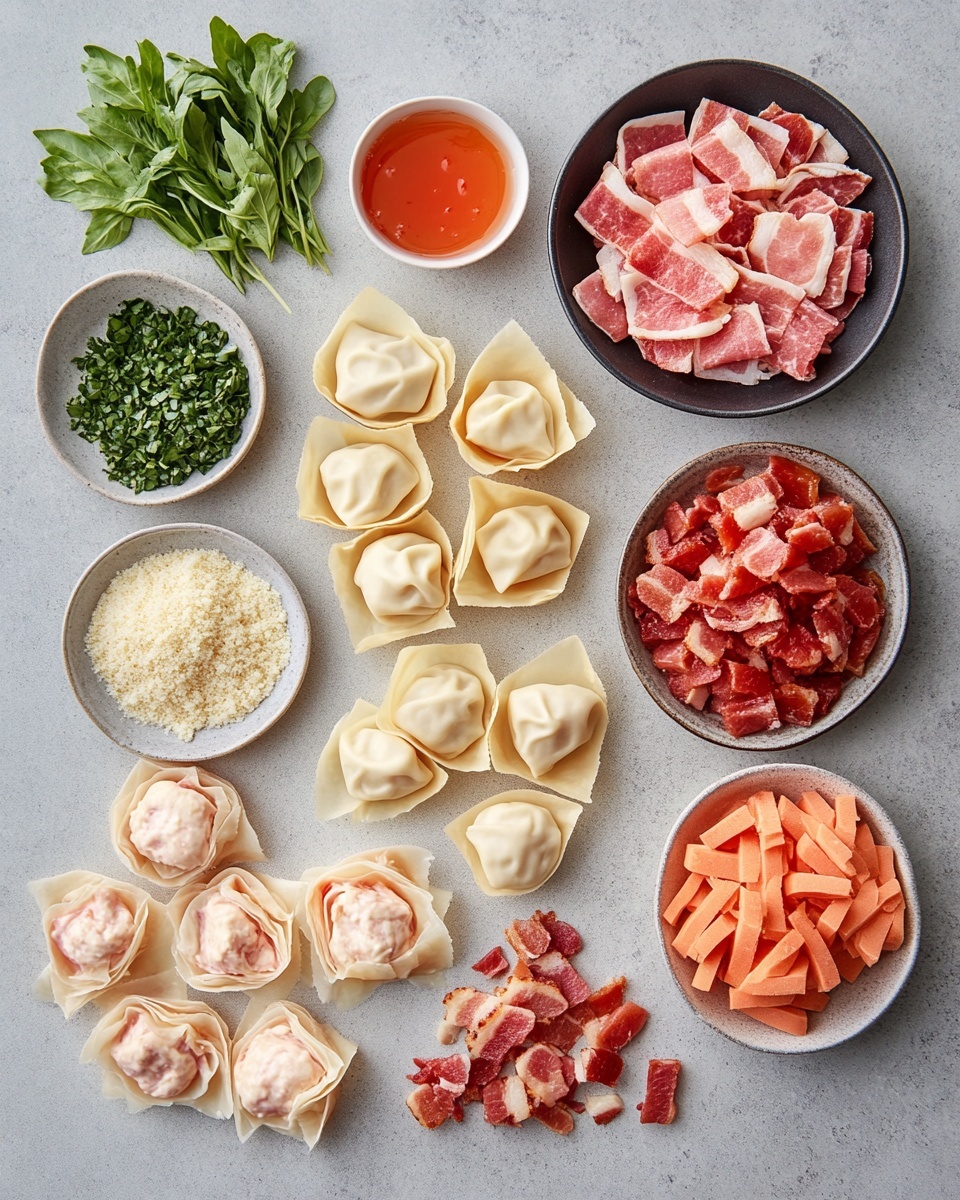 Small golden brown crispy cups made from thin layered dough form the base, each cup holding a creamy pale orange filling with small bits of red and white mixed in. The cups are arranged in rows on a white marbled surface, showing a contrast between the crunchy texture of the cup and the soft creamy filling inside. The filling looks thick and smooth, almost overflowing from each cup, and the edges of the cups are ruffled and slightly charred in places. Photo taken with an iphone --ar 4:5 --v 7