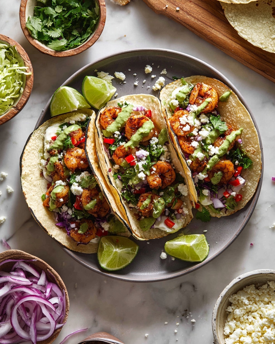 Chimichurri Shrimp Tacos with Avocado Slaw and Cotija Recipe