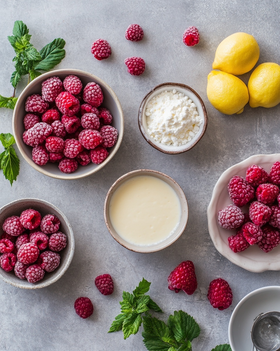 The image shows a square white dish with a layered dessert inside, with one corner missing to reveal the inside. The dessert has four visible layers: at the bottom is a creamy white layer with a smooth texture, above it is a light beige cake layer soaked with a syrupy liquid, followed by a thin bright red fruit jam layer speckled with seeds, then another beige cake layer, and finally a thick, glossy, and bright red fruit jam layer on top. The sides of the dish have some creamy white residue from the dessert. The dish is placed on a white marbled surface with a few raspberries and a fork nearby. photo taken with an iphone --ar 4:5 --v 7
