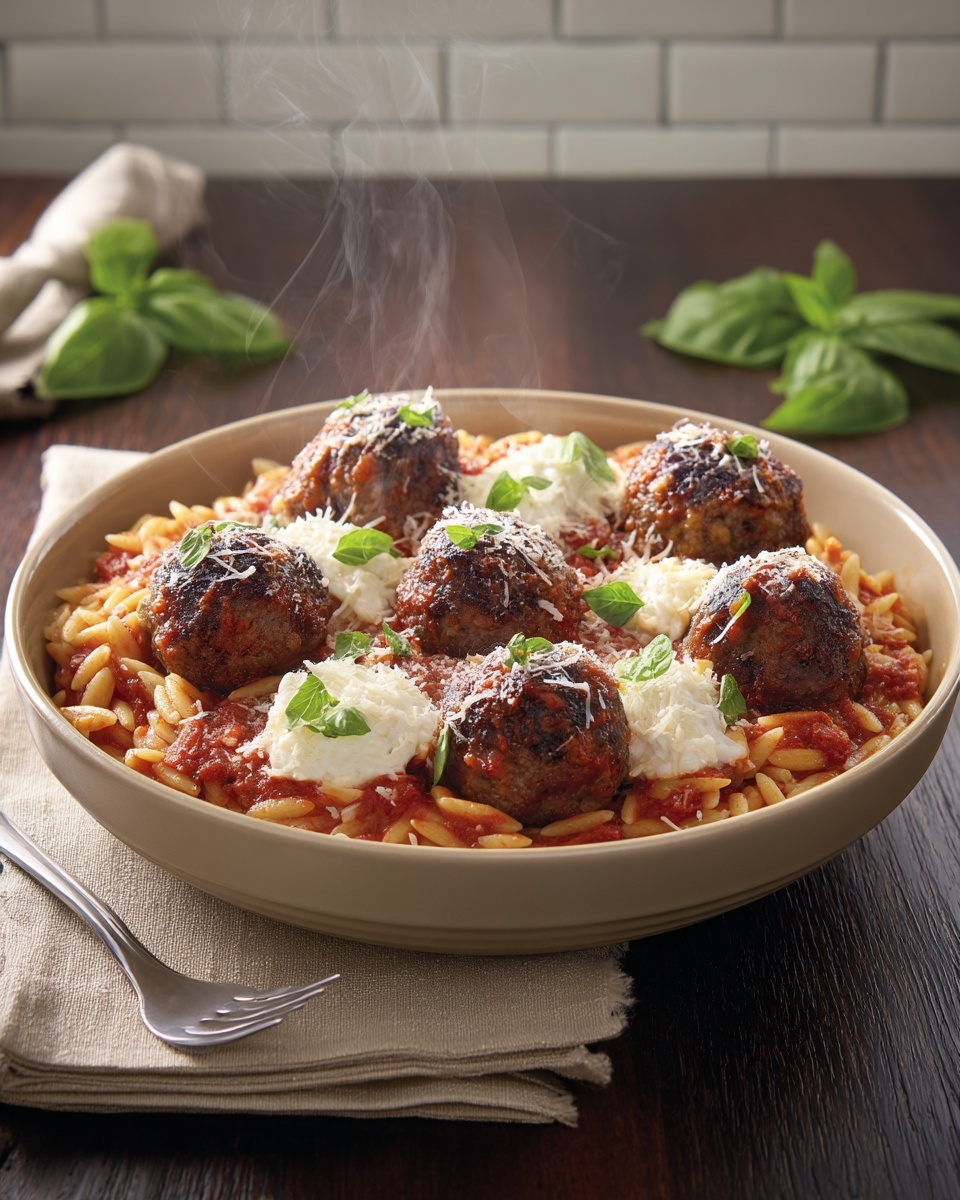 One-Pot Meatballs and Orzo with Basil and Ricotta Recipe
