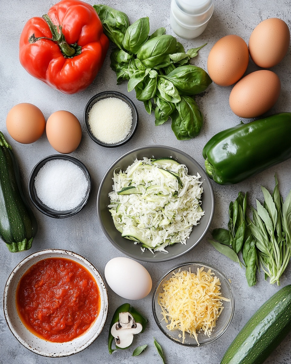 The image shows a square piece of lasagna on a white plate with a white marbled background. The lasagna has several layers starting with a bottom layer of thin green zucchini slices. Above that is a thick layer of brown cooked ground meat mixed with red diced tomatoes. Another layer of zucchini slices follows, topped with more cooked meat and mushrooms. The top layer is golden-brown melted cheese with small brown spots and some fresh green herbs sprinkled over it. The texture of the cheese looks bubbly and slightly browned. photo taken with an iphone --ar 4:5 --v 7