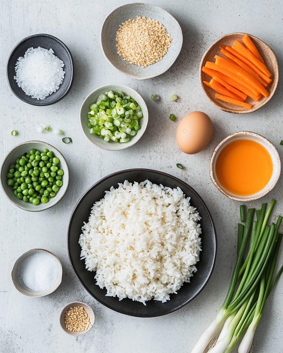 This image shows a close-up of fried rice with three main layers: the first layer is brown rice, evenly cooked and loose; the second layer has small pieces of bright orange carrots and green peas scattered throughout; the third layer consists of small bits of scrambled yellow eggs mixed in, adding a soft texture. A wooden spoon is placed in the middle stirring the rice, showing the mix of ingredients clearly. The background is a white marbled texture. photo taken with an iphone --ar 4:5 --v 7