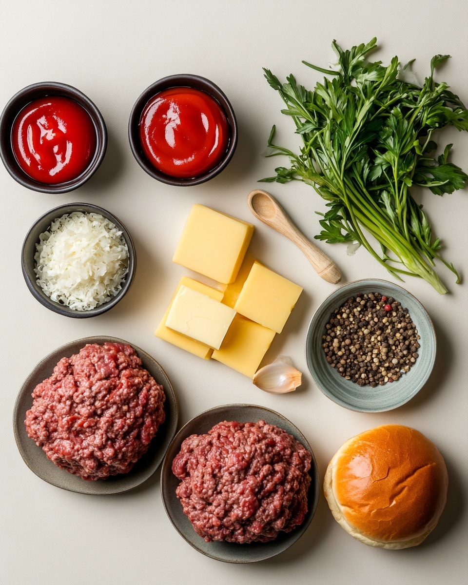 A close-up view of a sandwich with three visible layers on a white plate. The top layer is a shiny, golden-brown bun that looks soft and slightly wrinkled. Below it, there is a thick layer of cooked ground beef mixed with small pieces of light green vegetables, giving a textured look with brown and green colors. Between the beef and vegetables, a creamy white sauce is spread unevenly, adding contrast. The plate is set on a white marbled surface with a dark blurred background. photo taken with an iphone --ar 4:5 --v 7