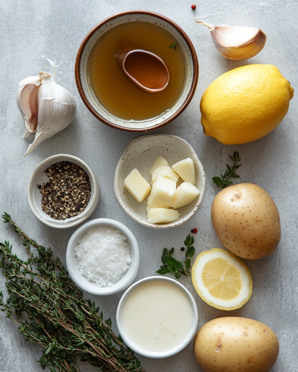 The image shows a creamy soup in a small pumpkin-shaped orange bowl with a matching lid in the background. The soup has a thick, smooth white base with visible chunks of potatoes and dark mushroom pieces floating inside. There are several toasted bread cubes on top and a small green herb leaf as garnish. A silver spoon is partially inside the bowl on the right side. The bowl is placed on a woven, light brown mat with a white marbled surface underneath. The photo taken with an iphone --ar 4:5 --v 7