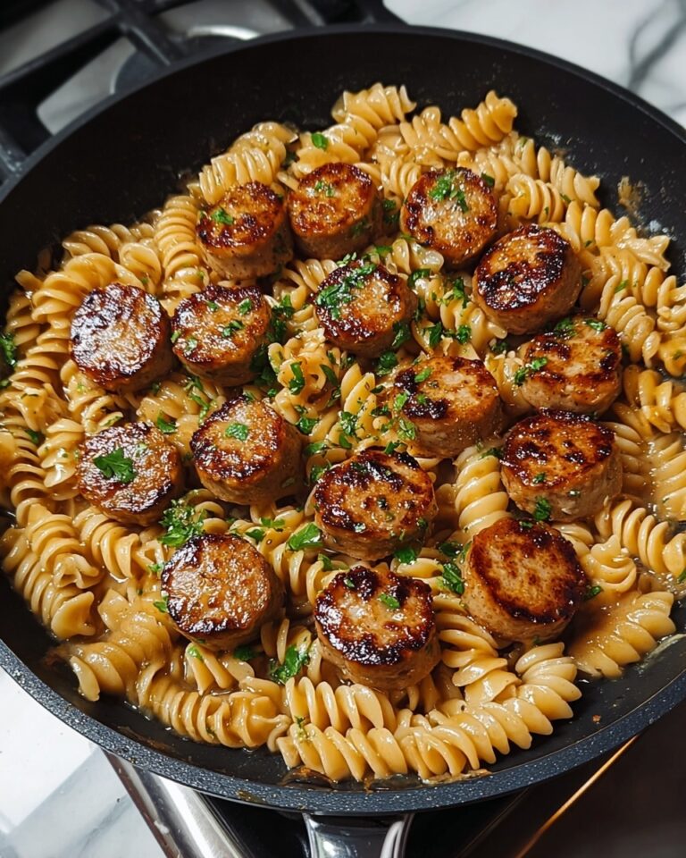 Sticky Honey Garlic Sausage Pasta Skillet Recipe