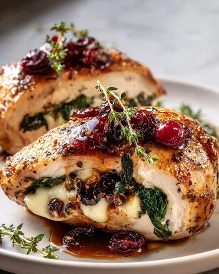 Cranberry & Spinach Stuffed Chicken Breasts with Brie Recipe