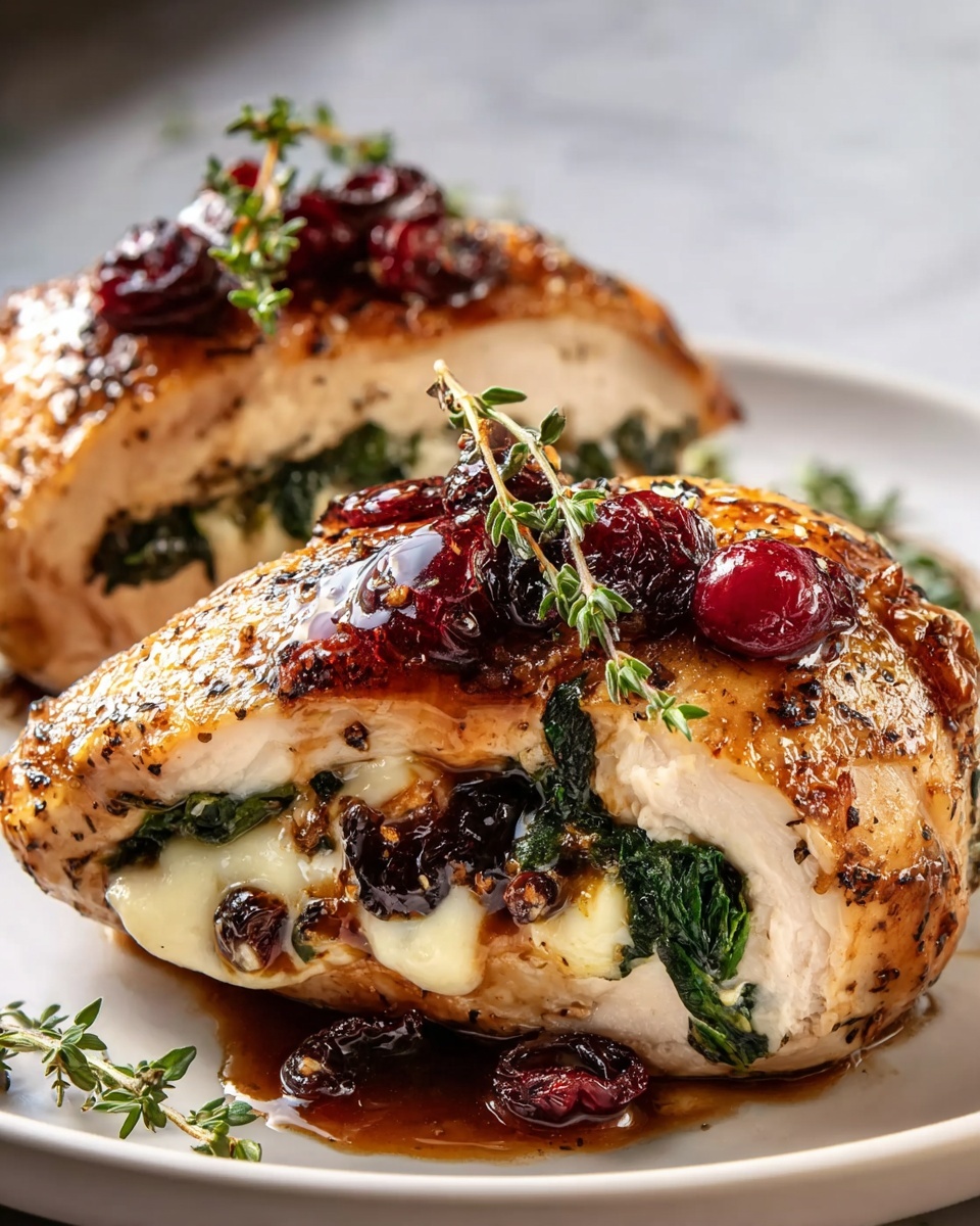 Cranberry & Spinach Stuffed Chicken Breasts with Brie Recipe