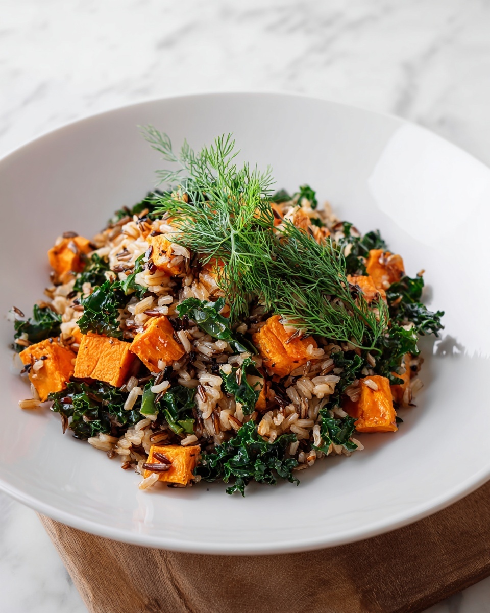 Caramelized Sweet Potato and Kale Fried Wild Rice Recipe