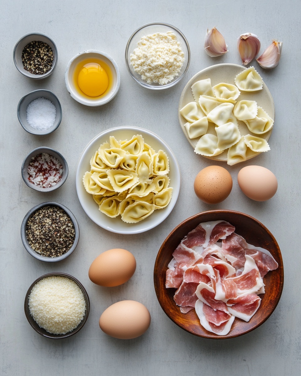 A silver pan holds cooked small ring-shaped pasta mixed with small bits of browned meat and topped with shredded white cheese. A wooden spoon is stirring the pasta on the right side of the pan. Around the pan, a white cloth is spread over a wooden table. Behind the pan, several white broken egg shells are scattered, and on the left side, some shredded cheese and a block of cheese rest on the table. The background is changed to a white marbled texture. Photo taken with an iphone --ar 4:5 --v 7