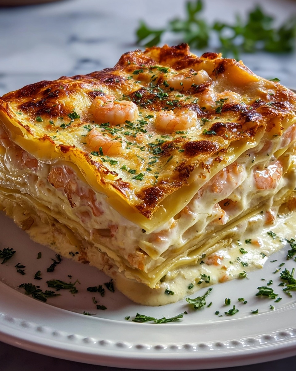 Garlic Butter Shrimp Scampi Lasagna Recipe