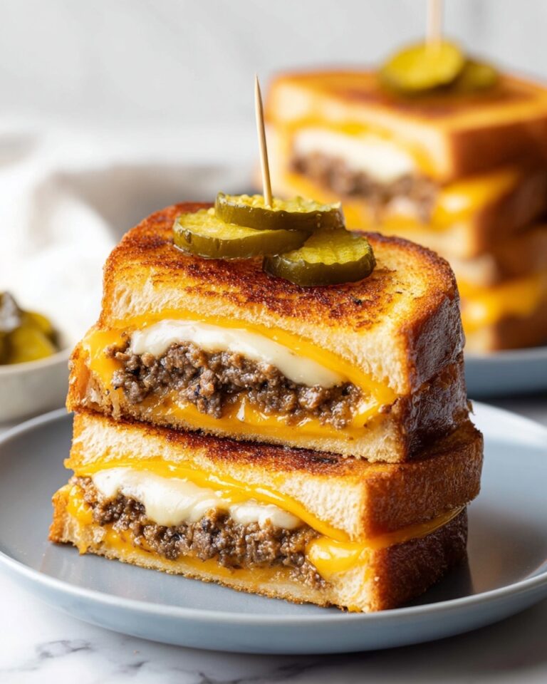 Delicious Patty Melt with Caramelized Onions and Melty Cheeses Recipe