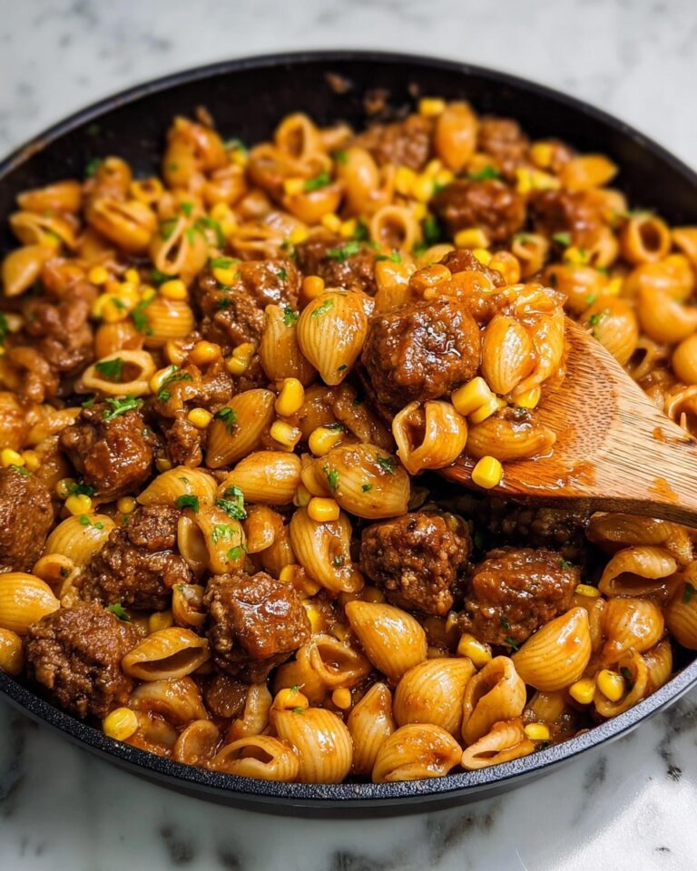 Cheddar BBQ Ranch Meatball Pasta Recipe