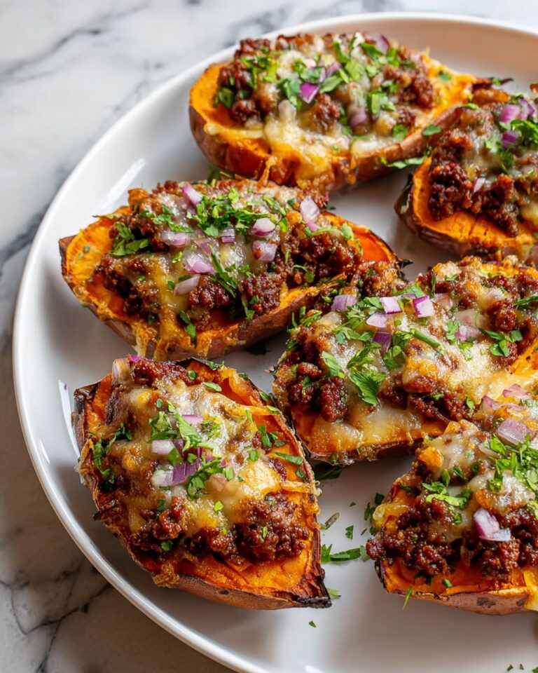 Hot Honey Ground Beef & Sweet Potato Boats Recipe