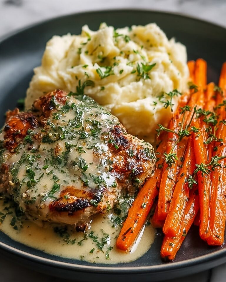 Creamy Herb Chicken with Mashed Potatoes & Glazed Carrots Recipe