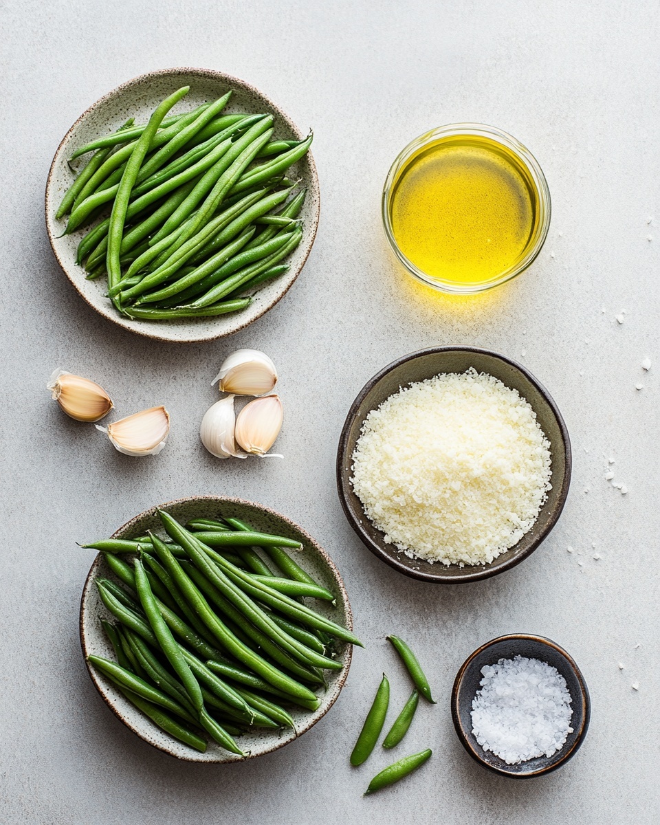 Bright green cooked green beans fill the frame, arranged closely together in a pile, with a light sprinkle of grated white cheese and black pepper spread evenly on top. The beans have a shiny, smooth texture with some variation in thickness and natural curves. The photo is focused tightly on the green beans, showing fine details of the cheese and pepper grains. The background is a white marbled texture. photo taken with an iphone --ar 4:5 --v 7