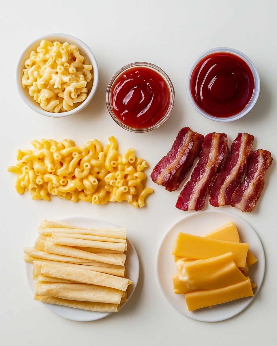 A white plate with dark blue rings holds a quesadilla folded in half showing two layers: the outside is golden brown with char marks, and inside is creamy yellow macaroni and cheese with smooth, soft texture. Behind the quesadilla, fresh green lettuce leaves add a bright contrast. The plate is placed on a black-and-white striped cloth on a white marbled surface. Photo taken with an iphone --ar 4:5 --v 7