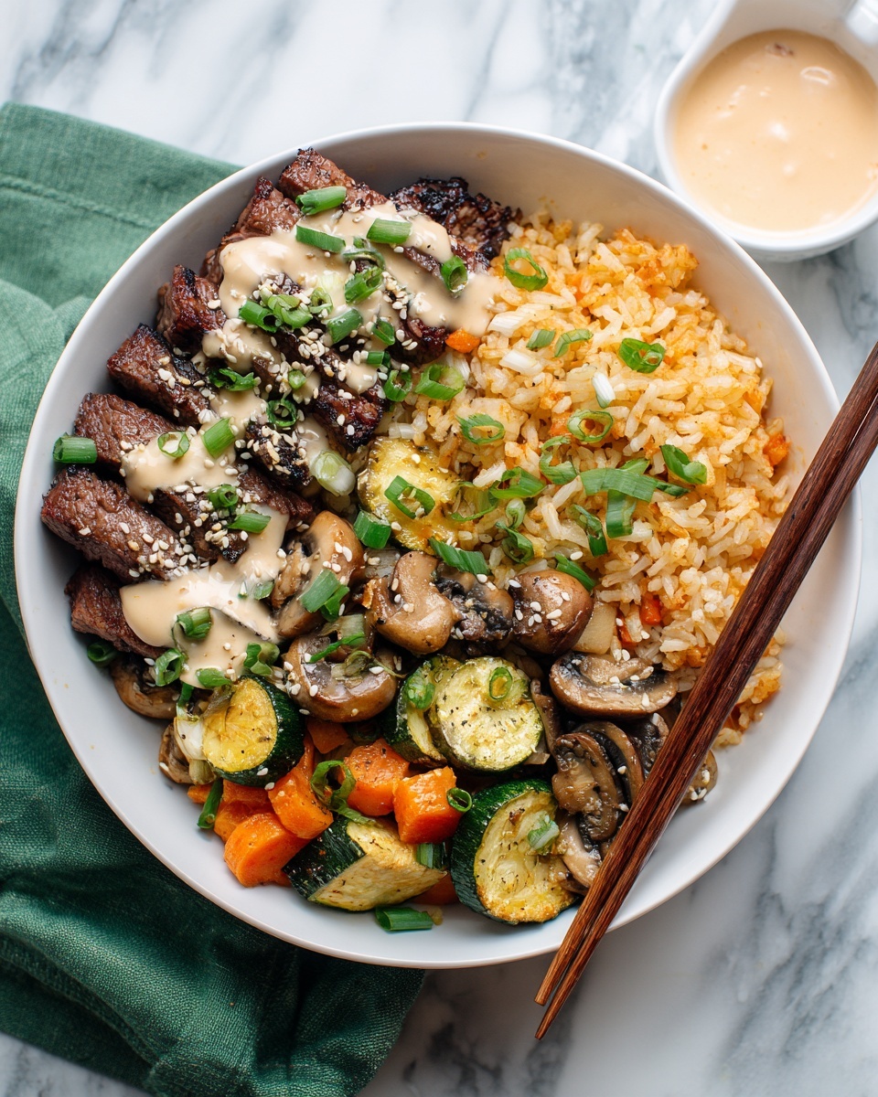 Hibachi Steak Bowls with Veggies and Yum Yum Sauce Recipe