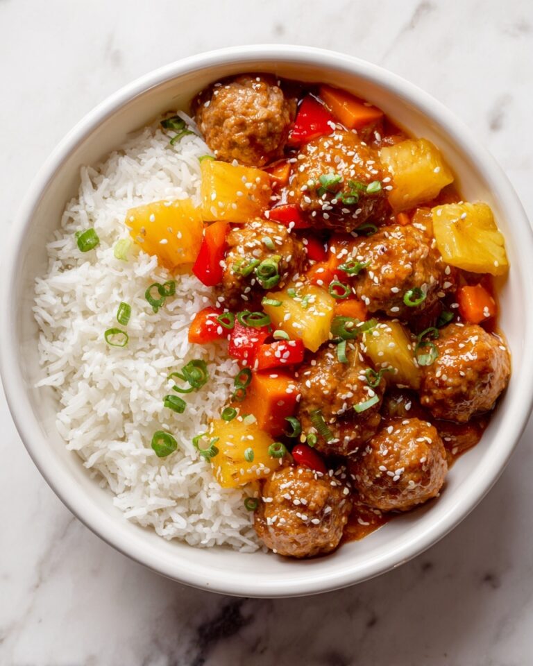 Hawaiian Meatballs in BBQ Sauce with Pineapple and Bell Peppers Recipe