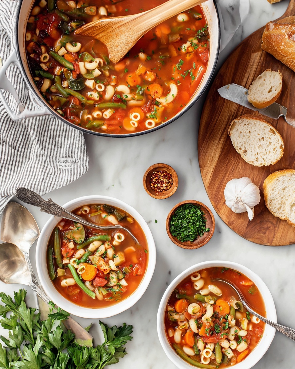 Hearty Minestrone Soup with Pasta and Fresh Herbs Recipe