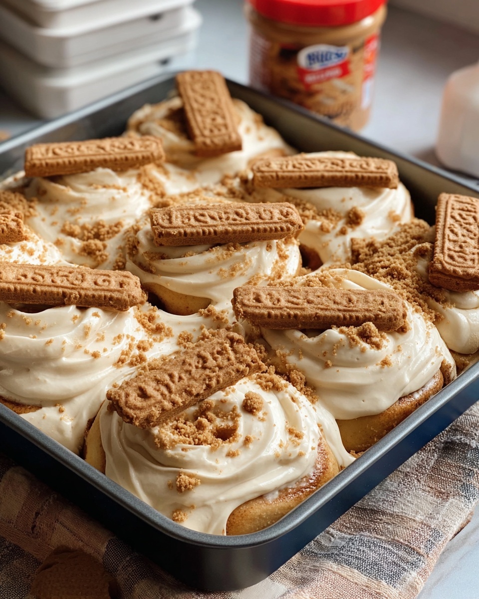 Fluffy Biscoff Cinnamon Rolls with Cookie Butter Cream Cheese Frosting Recipe