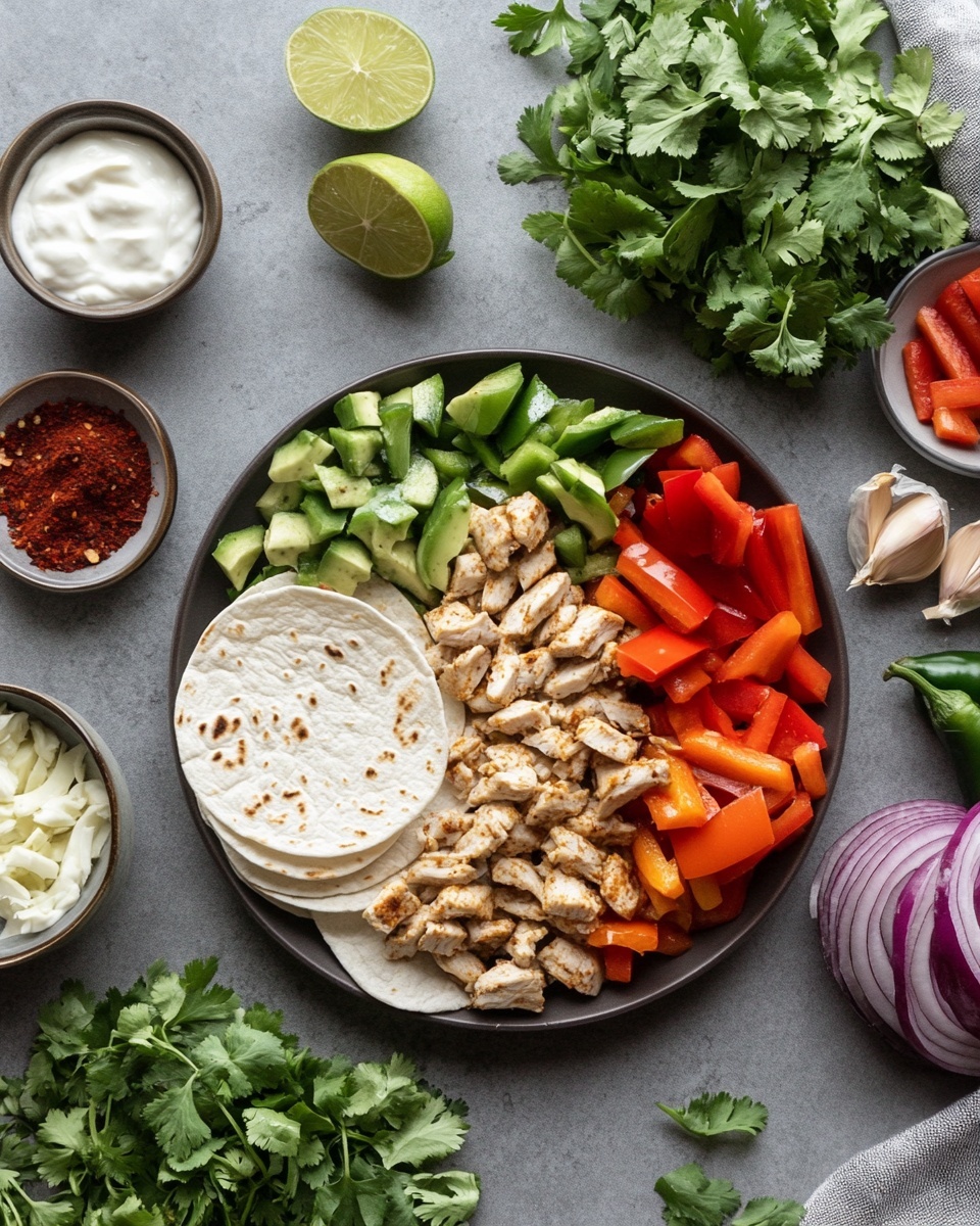 Two wraps are shown, each sliced in half to reveal the inside layers. The outer layer is a soft, light beige tortilla. Inside, there are fresh green lettuce leaves near the top edge, followed by chunks of light brown cooked chicken mixed with small bits of red tomato and onion pieces. There is also a creamy white sauce spread throughout the filling. A woman's hand holds one wrap gently from the back. The wraps rest on a light wooden board, all placed on a white marbled surface. photo taken with an iphone --ar 4:5 --v 7