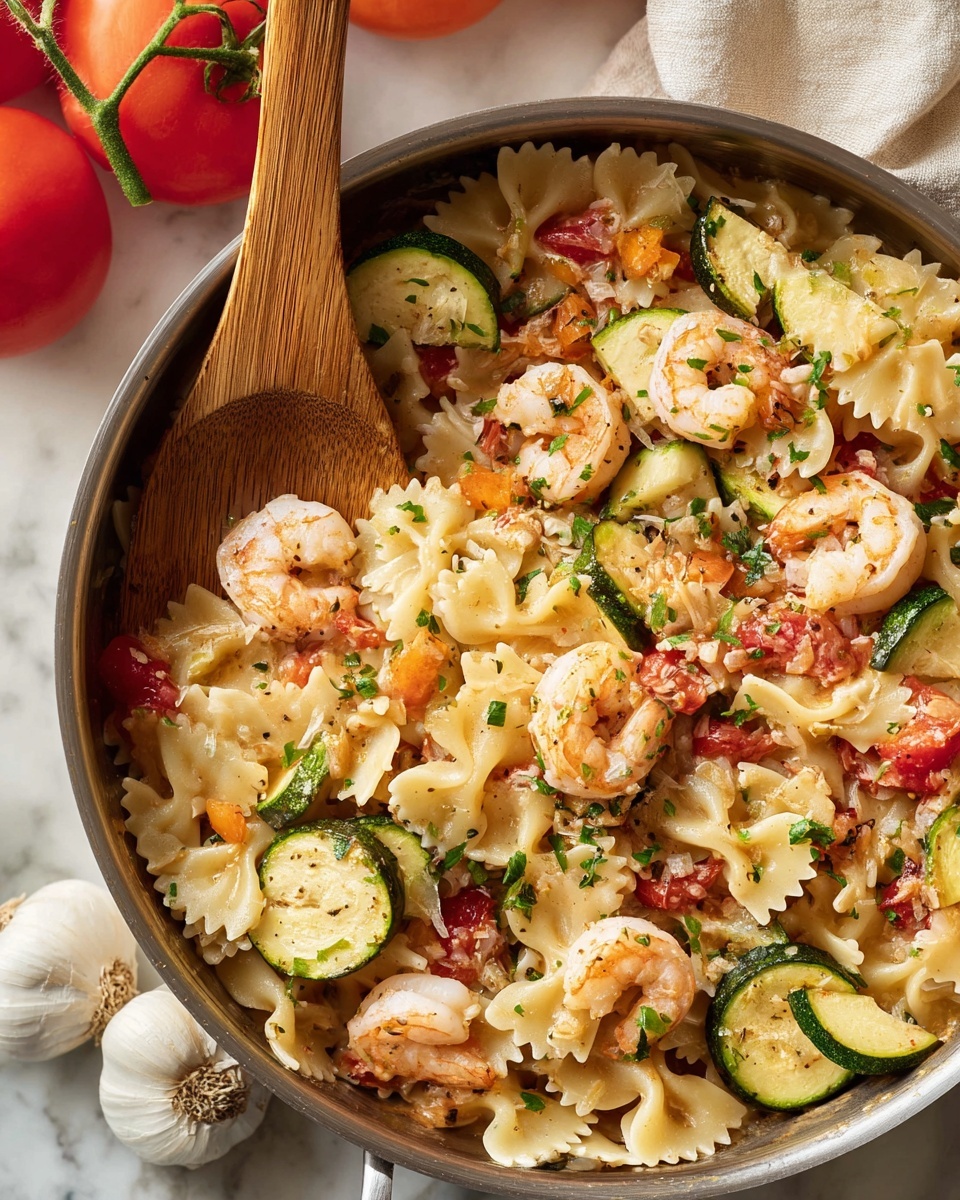 Shrimp and Zucchini Pasta in Light Tomato Sauce Recipe