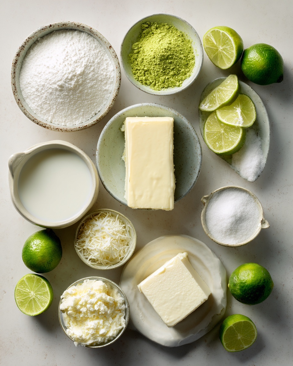 A square slice of light green cake with a soft, fluffy texture sits on a white plate against a white marbled background. The cake has two visible layers: a thick, spongy green base and a smooth, creamy white frosting on top. The frosting is evenly spread and has subtle lines running across it, with small green zest pieces sprinkled over it and around the plate, adding a pop of color and texture. Photo taken with an iphone --ar 4:5 --v 7