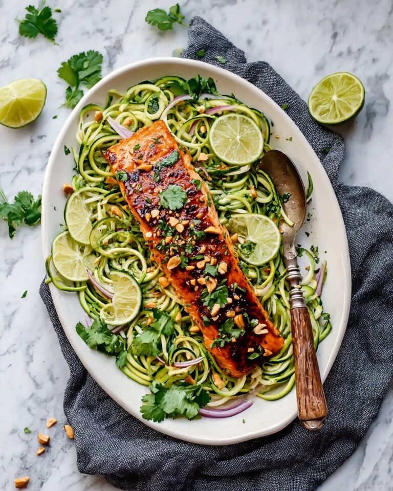 Honey Sriracha Salmon with Spicy Zucchini Noodles Recipe