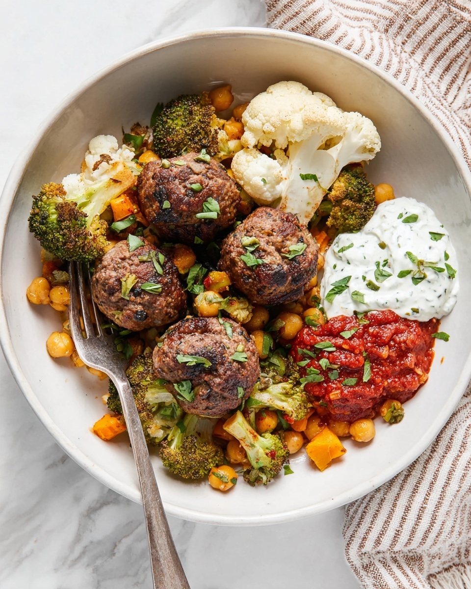 Sheet Pan Meatballs with Chickpeas, Cauliflower, and Butternut Squash Recipe