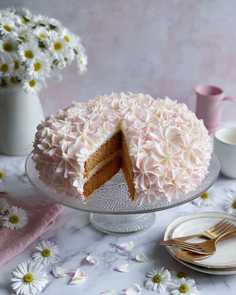 Rose Water Pistachio Cake with Cream Cheese Frosting and Rose Petal Decoration Recipe